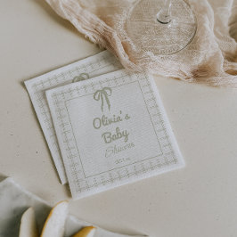 Servilleta De Papel Ducha de Bebé con Lazo Retro de Gingham Verde Dibu