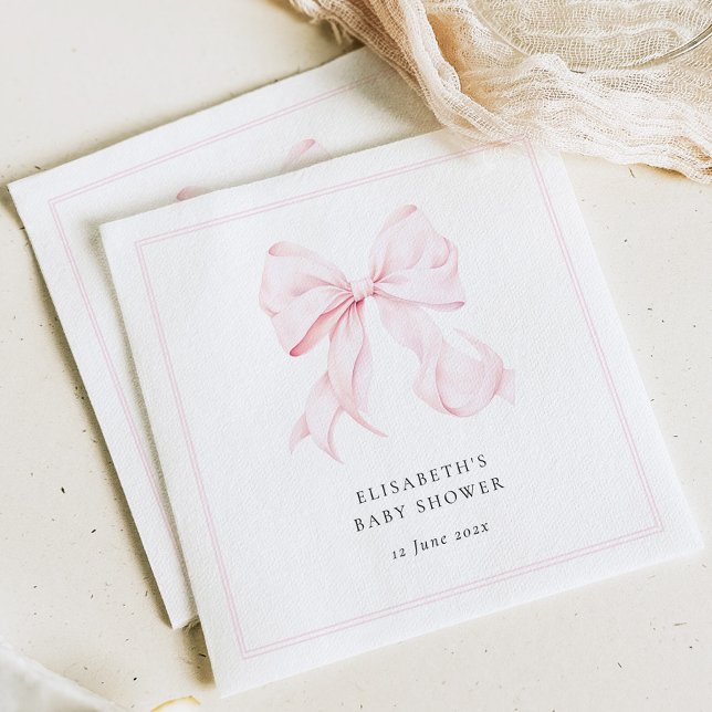 Servilleta De Papel Ducha de bebé con lazo rosa (Subido por el creador)