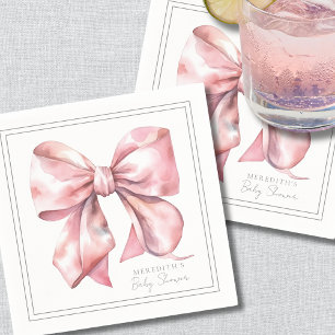 Servilleta De Papel Ducha de Bebé con Lazo Rosa Personalizado