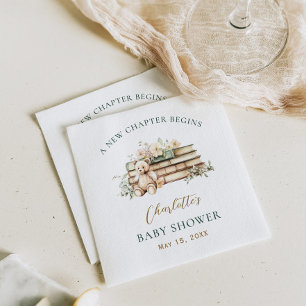 Servilleta De Papel Ducha de Bebé con Tema de Libro Floral: Un Nuevo C