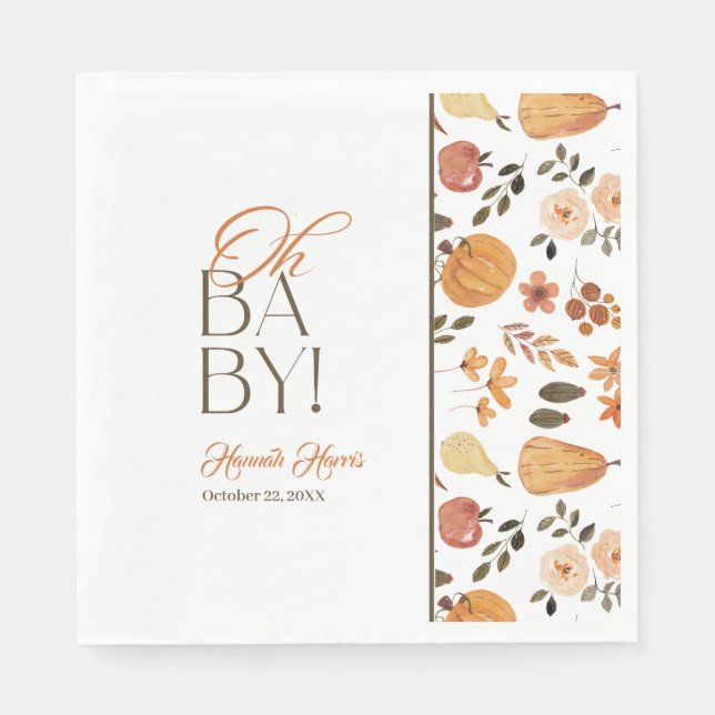 Servilleta De Papel Ducha de bebé con tema de otoño (Anverso)