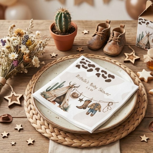 Servilleta De Papel Ducha de bebé con temática de vaquero rústico west (Subido por el creador)