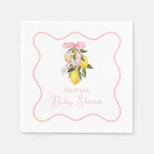 Servilleta De Papel Ducha de Bebé Coquette Rosa Limón con Lazo
