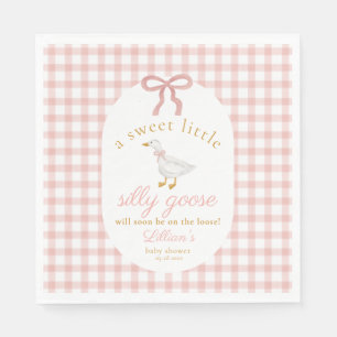 Servilleta De Papel Ducha de bebé Cottage Silly Goose Pink Gingham Gir