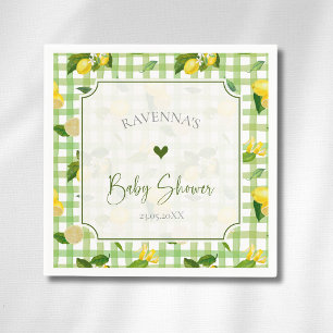 Servilleta De Papel Ducha de Bebé Cuadrada Verde con Limones Caprichos