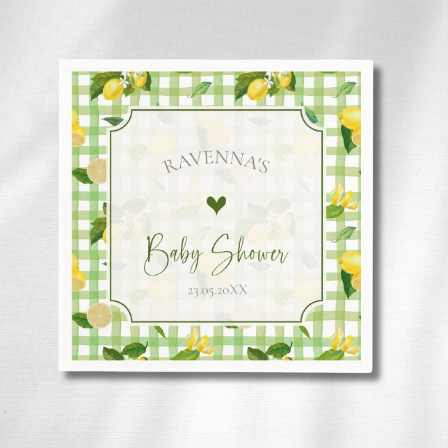 Servilleta De Papel Ducha de Bebé Cuadrada Verde con Limones Caprichos (Subido por el creador)