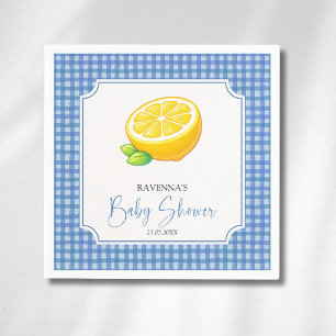Servilleta De Papel Ducha de Bebé Cuadros Azules y Limón