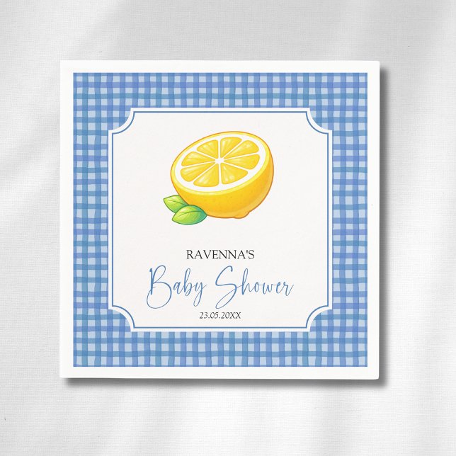 Servilleta De Papel Ducha de Bebé Cuadros Azules y Limón (Subido por el creador)