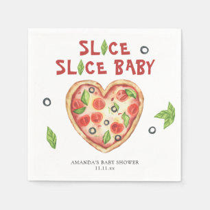 Servilleta De Papel ducha de bebé de acuarela de corazón de pizza