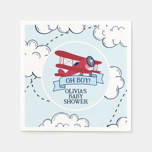 Servilleta De Papel Ducha de bebé de Avión Rojo (Anverso)