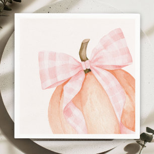 Servilleta De Papel Ducha de bebé de calabaza con lazo de gingham rosa