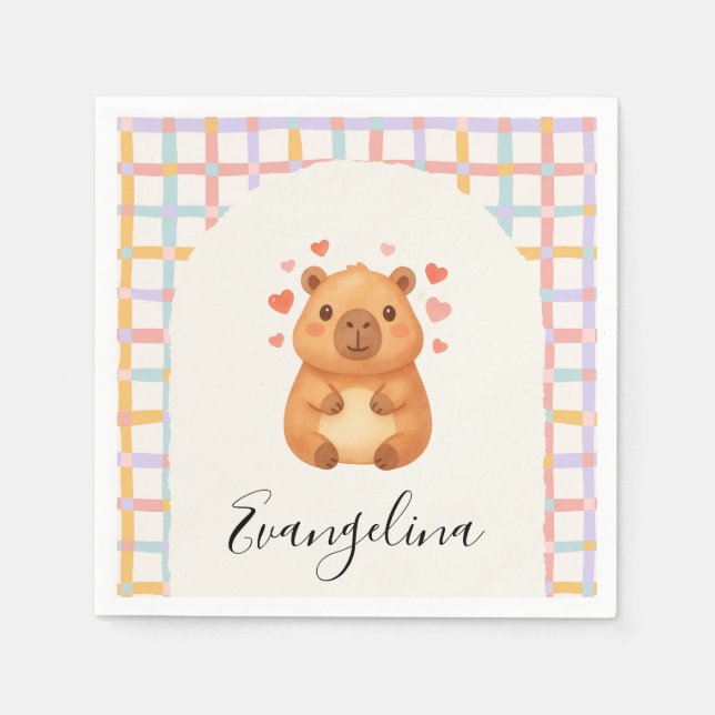 Servilleta De Papel Ducha de Bebé de Carpincho Adorable (Anverso)