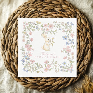 Servilleta De Papel Ducha de bebé de conejo floral vintage delicado ro