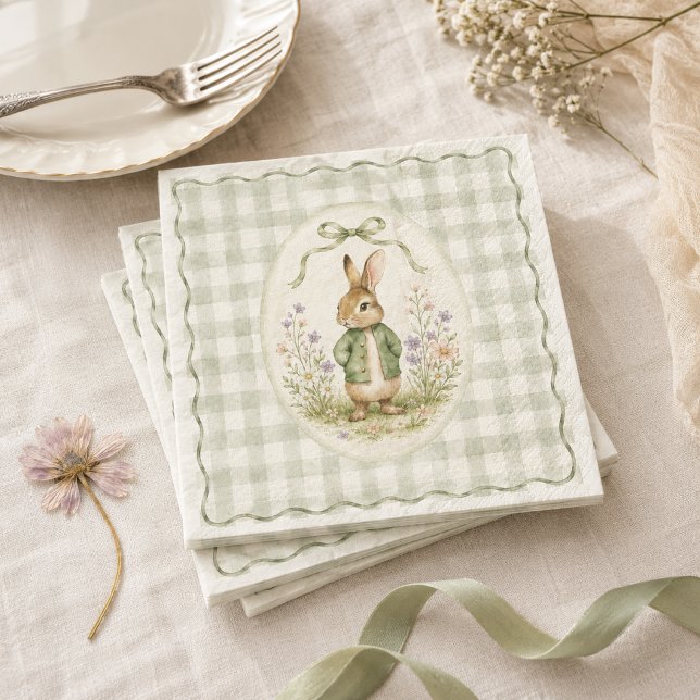 Servilleta De Papel Ducha de bebé de conejo Sage Gingham (Subido por el creador)