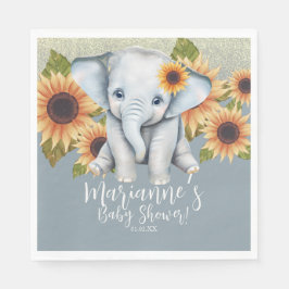 Servilleta De Papel Ducha de bebé de elefante girasoles brillo azul po