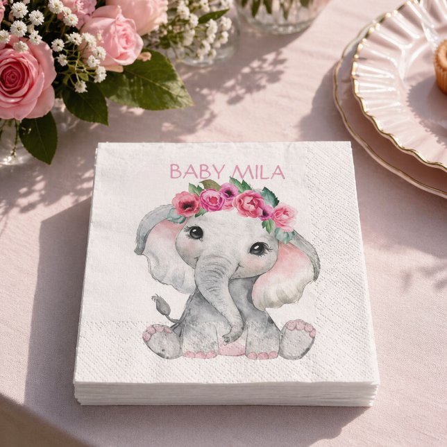 Servilleta De Papel Ducha de bebé de elefante rosa (Subido por el creador)