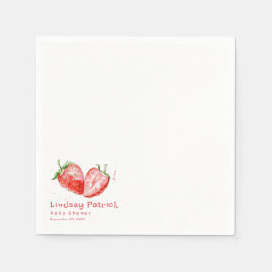 Servilleta De Papel Ducha de bebé de fresa dulce con cuadros rosados y