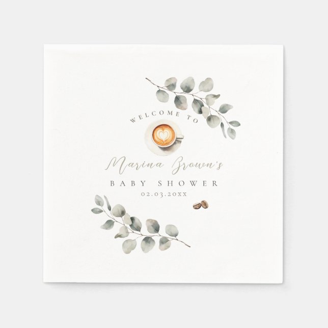 Servilleta De Papel ducha de bebé de grano de café  (Anverso)