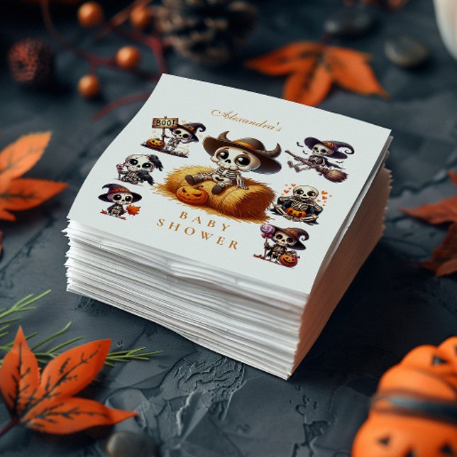 Servilleta De Papel Ducha de Bebé de Halloween Esquelético Rústico (Subido por el creador)