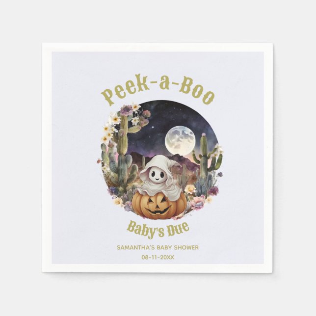Servilleta De Papel Ducha de bebé de Halloween Pumpkin Boo (Anverso)