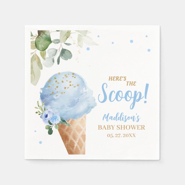 Servilleta De Papel Ducha de Bebé de Helado Azul (Anverso)