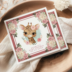 Servilleta De Papel Ducha de bebé de jirafa floral adorable