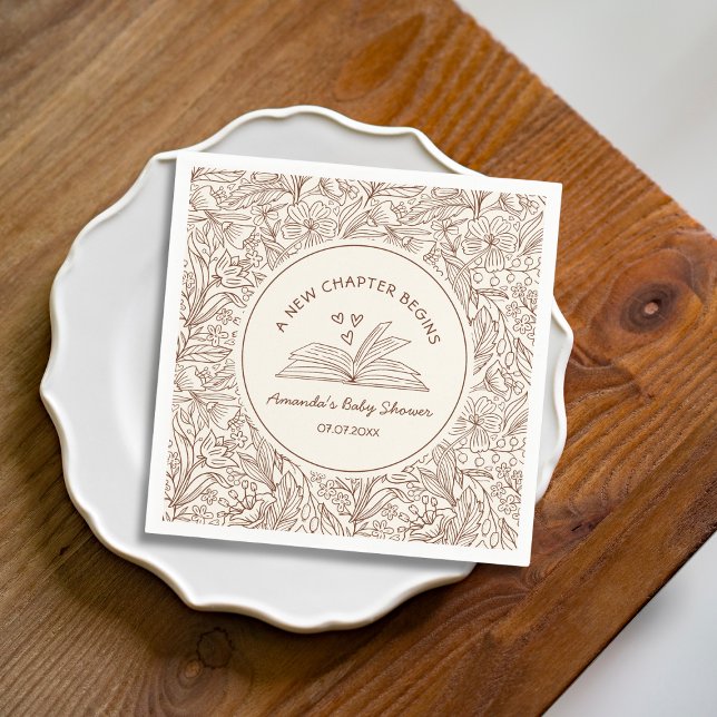 Servilleta De Papel Ducha de bebé de libro literario comienza un nuevo (Literary Book Baby Shower A New Chapter Begins Napkins)