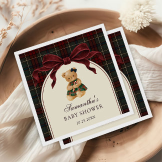 Servilleta De Papel Ducha de Bebé de Navidad de Oso de Peluche con Laz