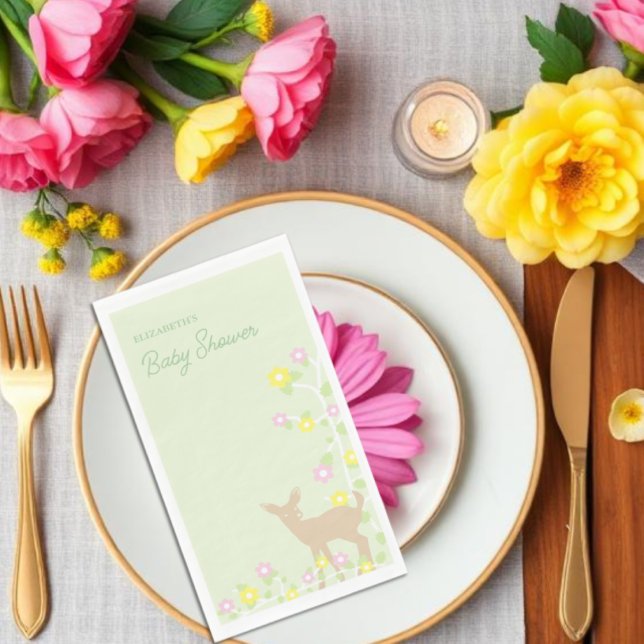 Servilleta De Papel Ducha de bebé de niña cierva floral (Subido por el creador)
