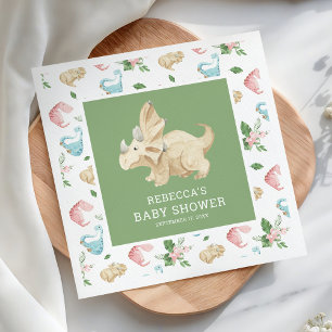 Servilleta De Papel Ducha de bebé de niña dinosaurio floral lindo