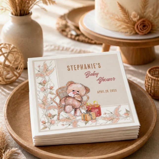 Servilleta De Papel Ducha de bebé de osito boho (Subido por el creador)
