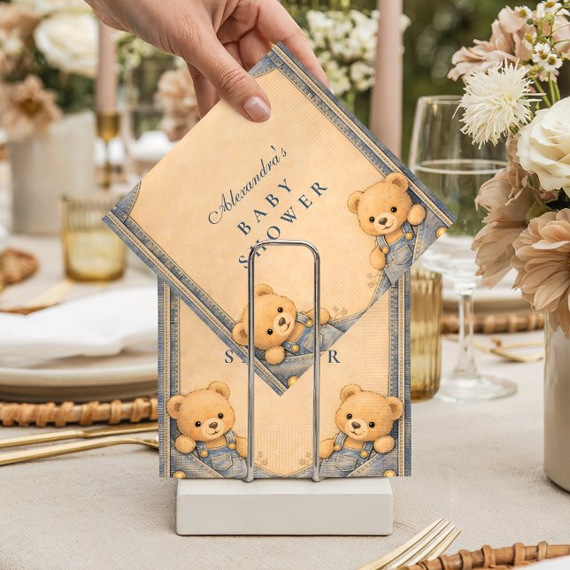 Servilleta De Papel Ducha de Bebé de Osito con Pantalones Vaqueros Azu (Subido por el creador)