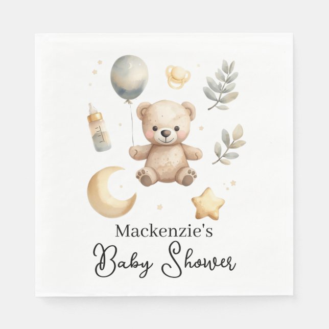 Servilleta De Papel Ducha de bebé de osito de peluche celestial acuare (Anverso)