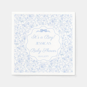 Servilleta De Papel Ducha de bebé de osito de peluche vintage en azul
