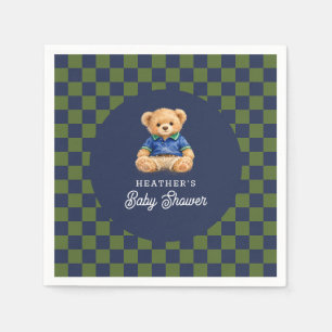 Servilleta De Papel Ducha de Bebé de Oso Teddy Elegante a Cuadros