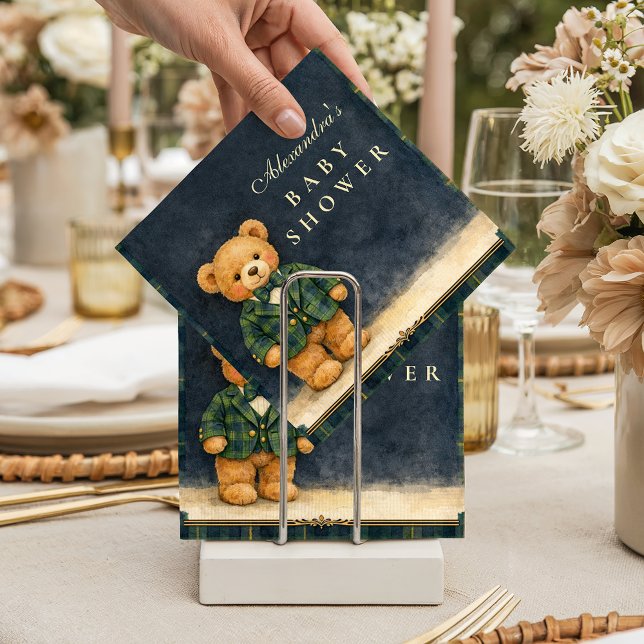 Servilleta De Papel Ducha de Bebé de Oso Teddy Preppy a Cuadros (Subido por el creador)
