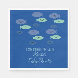 Servilleta De Papel Ducha de bebé de peces nadando azules