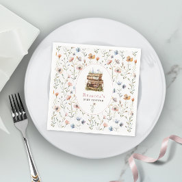 Servilleta De Papel Ducha de bebé de pila de libros acuarela, flor sil