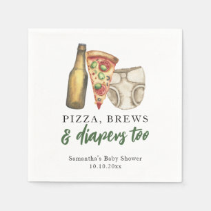 Servilleta De Papel Ducha de bebé de pizza, cervezas y pañales también