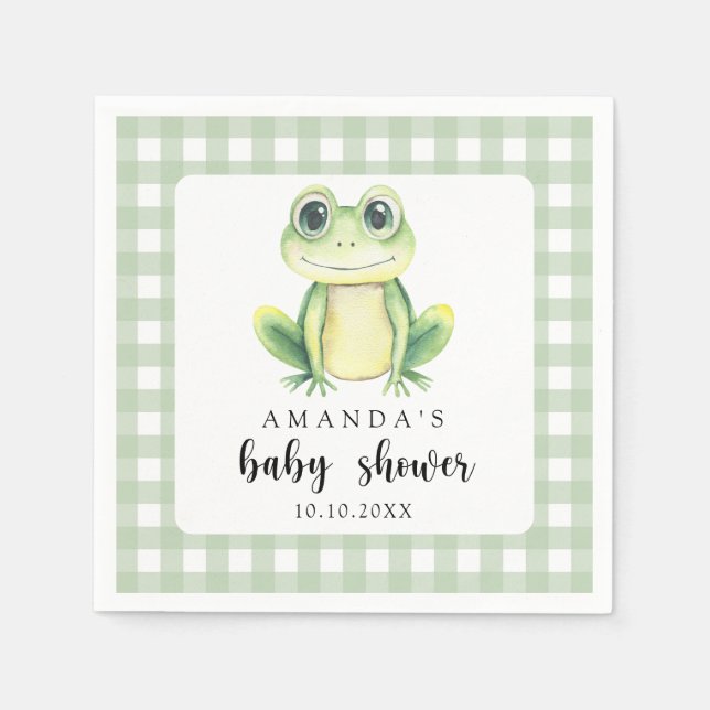 Servilleta De Papel Ducha de bebé de rana acuarela (Anverso)