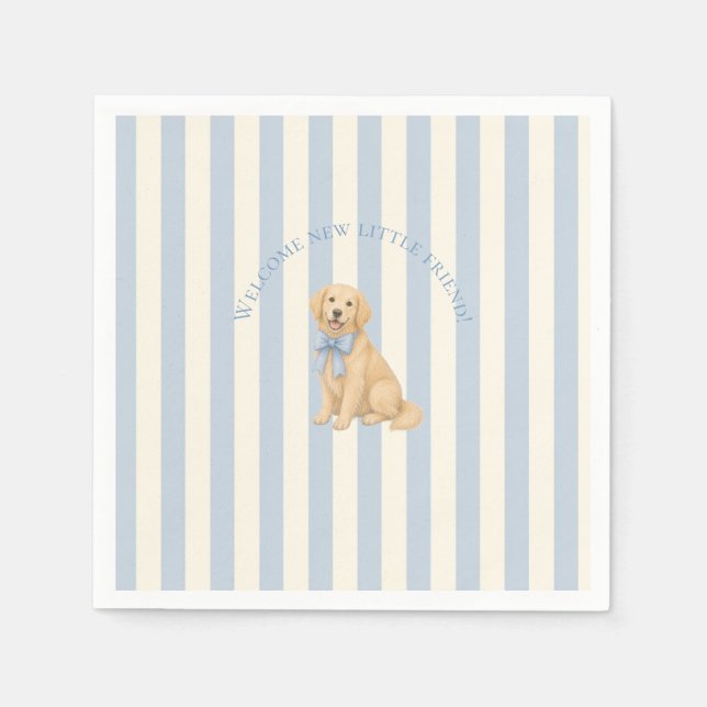 Servilleta De Papel Ducha de bebé de Retriever Dorado Azul  (Anverso)