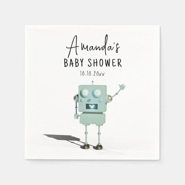 Servilleta De Papel Ducha de bebé de robot  (Anverso)