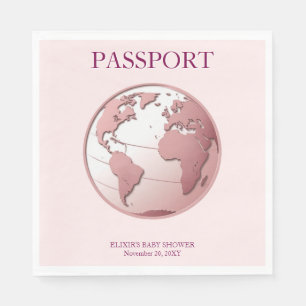 Servilleta De Papel Ducha de bebé de viaje con pasaporte de globo rosa