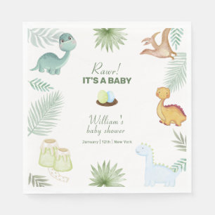 Servilleta De Papel Ducha de bebé de Volcán Rawr Rústico Tropical Dino