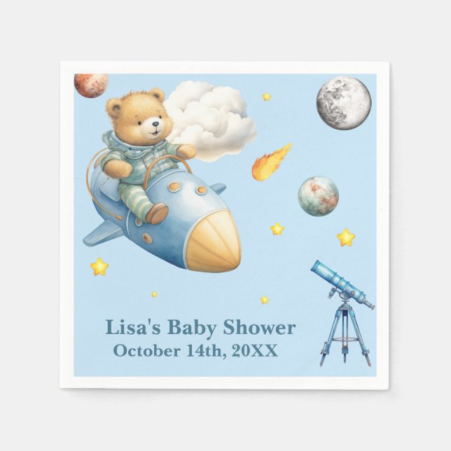 Servilleta De Papel Ducha de bebé del astronauta Teddy Bear (Anverso)