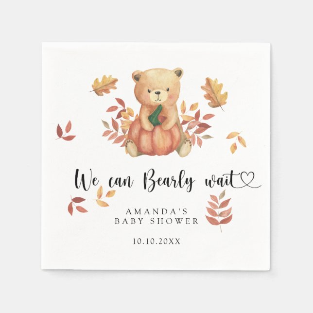Servilleta De Papel Ducha de bebé del osito de otoño (Anverso)