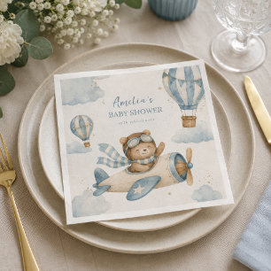 Servilleta De Papel Ducha de Bebé del Oso Teddy en Avión Antiguo