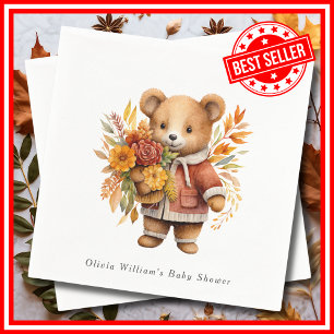 Servilleta De Papel Ducha de bebé del pequeño oso de calabaza floral d
