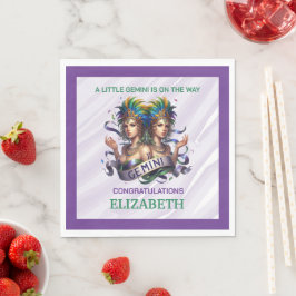 Servilleta De Papel Ducha de bebé del zodiaco Géminis de lavanda y ver