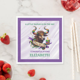Servilleta De Papel Ducha de bebé del zodiaco Tauro Lavanda y Verde